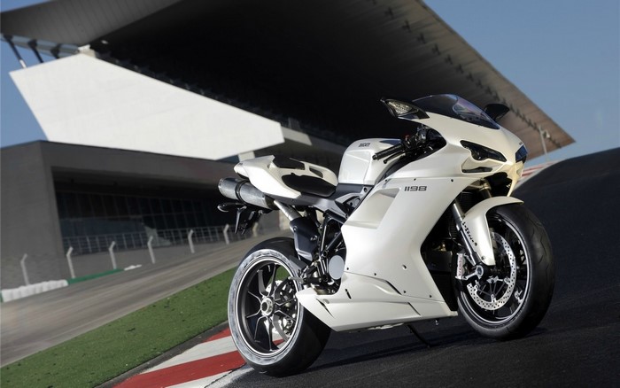 White Ducati 1198 Superbike on a Racetrack