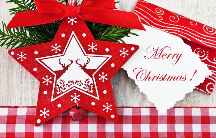 Christmas star decoration with Merry Christmas card