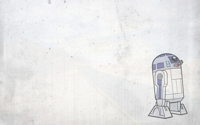 R2-D2 from Star Wars on a textured background