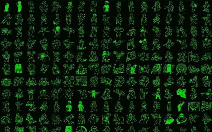 Fallout Vault Boy icons on a black background