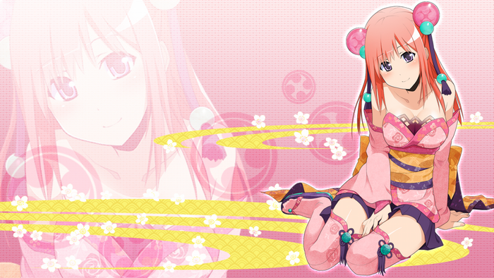 Onigirl illustration with pink background