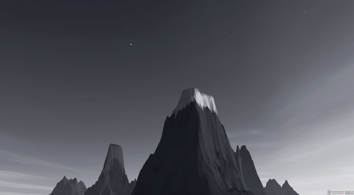 Low poly mountains under a starry sky