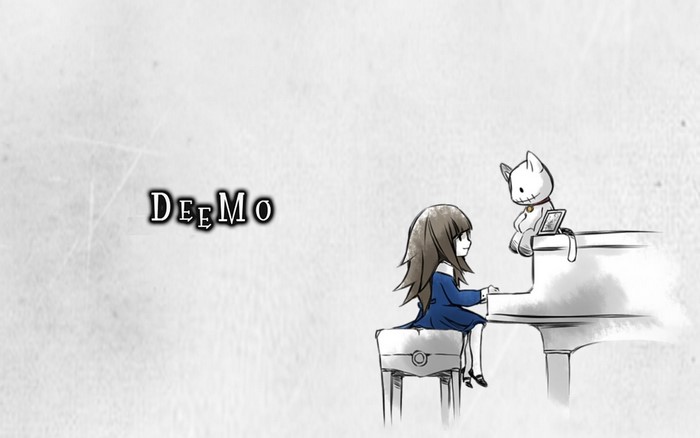 Deemo game title with girl and cat