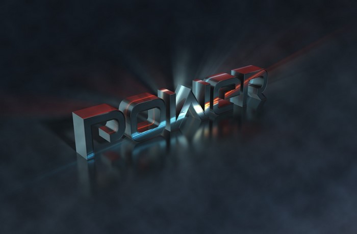 3D text 'POWER' with red and blue lighting