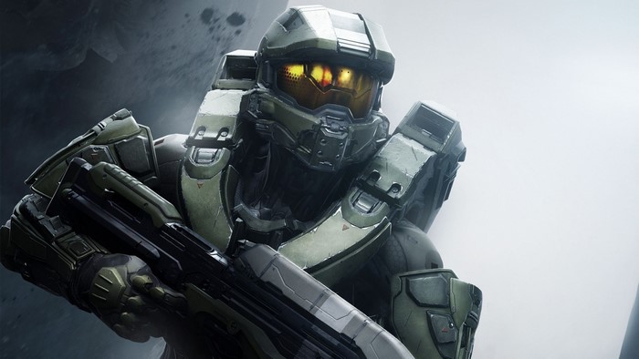 Master Chief from Halo holding a weapon