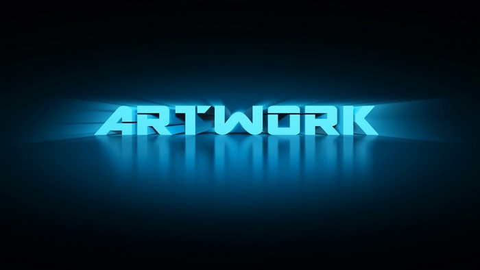 3D Artwork Typography with Blue Neon Light