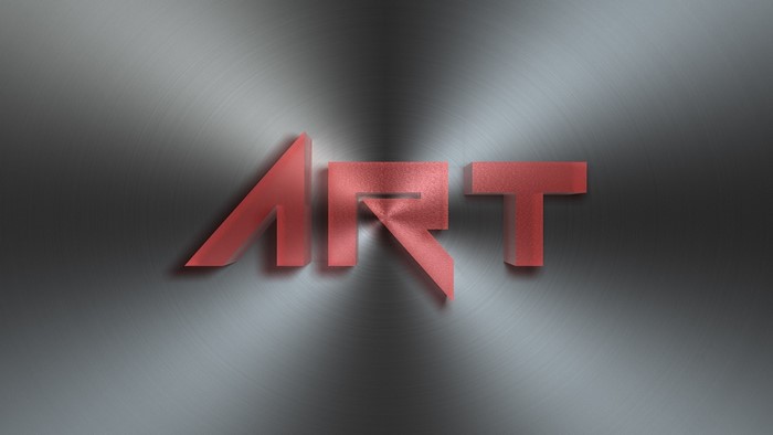 Red ART text on brushed metal background