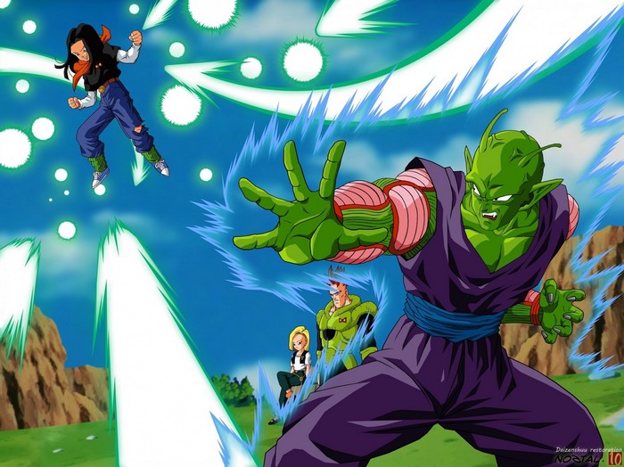 Android 17, Piccolo, Android 18, and Android 16 from Dragon Ball Z