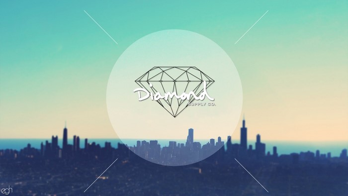 Diamond Supply Co. logo over city skyline
