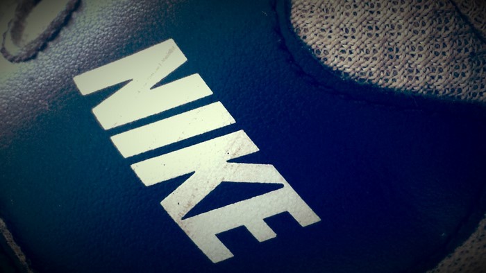 Close-up of Nike logo on a shoe