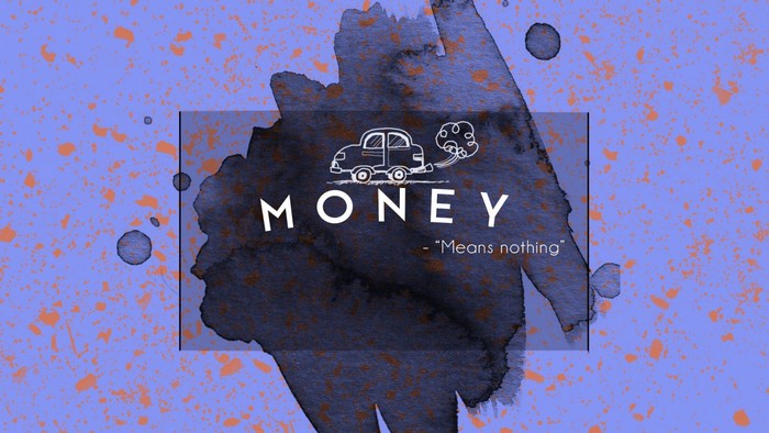 Money quote with a car illustration on a blue background