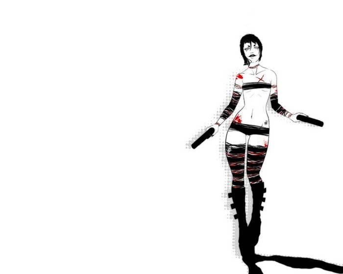 Woman with bandages and pistols