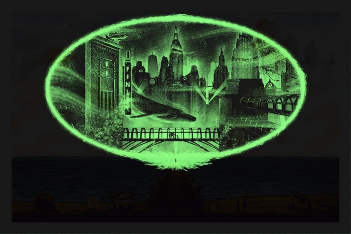 BioShock Infinite city skyline within a green oval