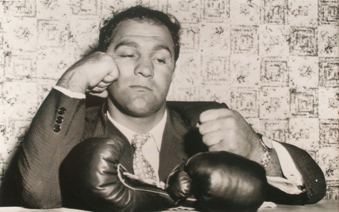 Rocky Marciano with boxing gloves