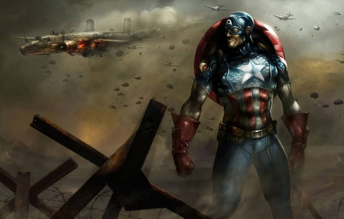 Captain America from Marvel Comics in a battle scene