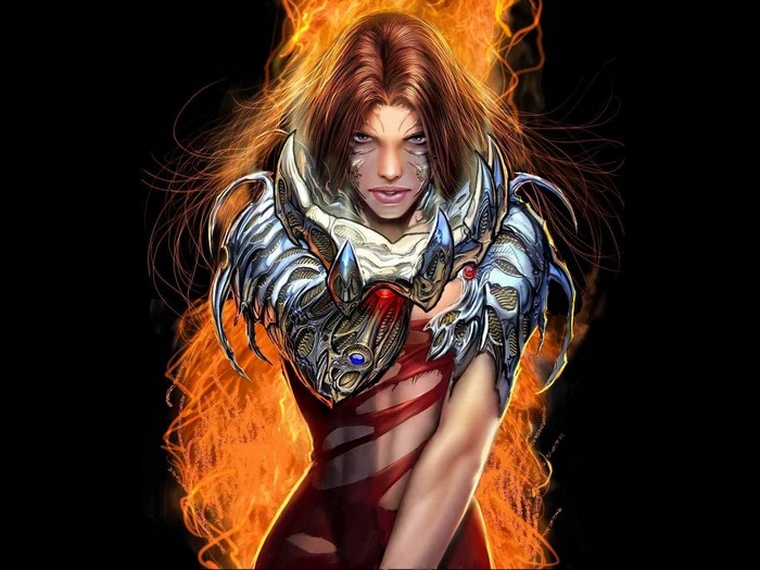Sara Pezzini from Witchblade with fire