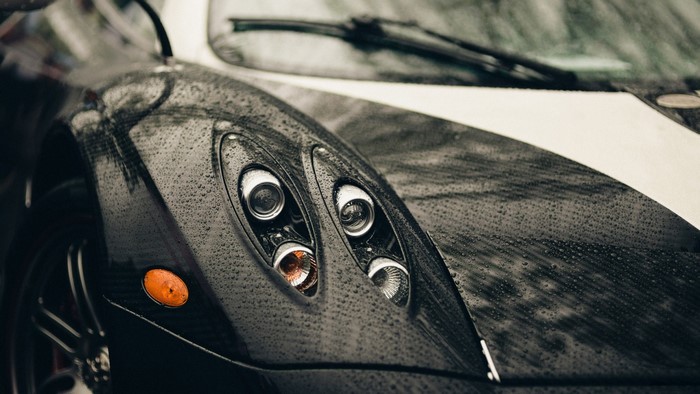 Pagani Huayra headlights in the rain
