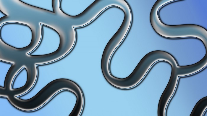 Abstract blue background with metallic curves