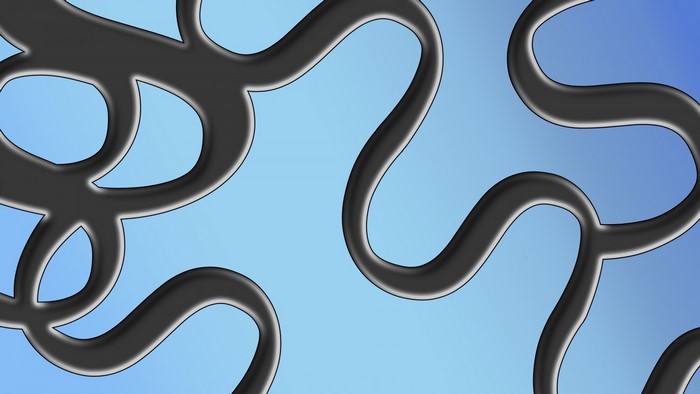 Abstract black wavy lines on blue gradient