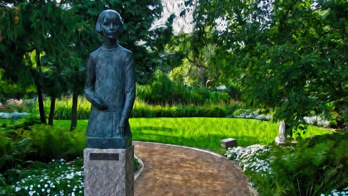 Leo Mol Sculpture in a Garden in Winnipeg