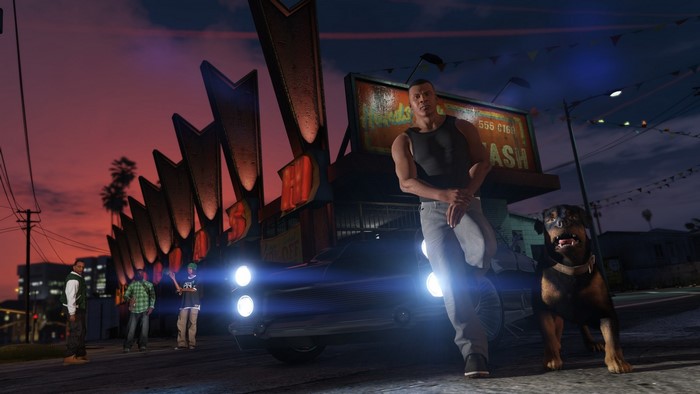 Franklin Clinton and dog from Grand Theft Auto V