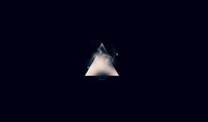 Minimalist triangle with light and smoke