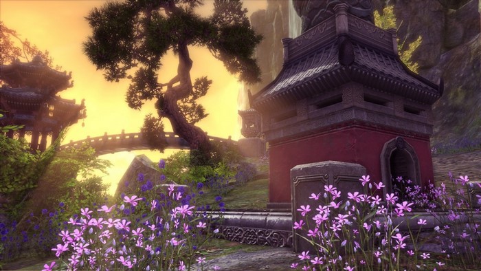 Blade & Soul estate with flowers and bridge