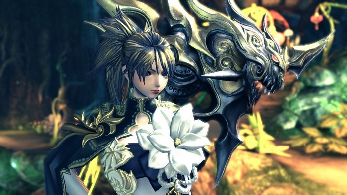 Female character with a dragon-like weapon in Blade & Soul