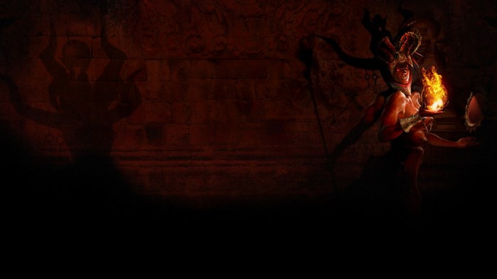 Atziri from Path of Exile holding a flame