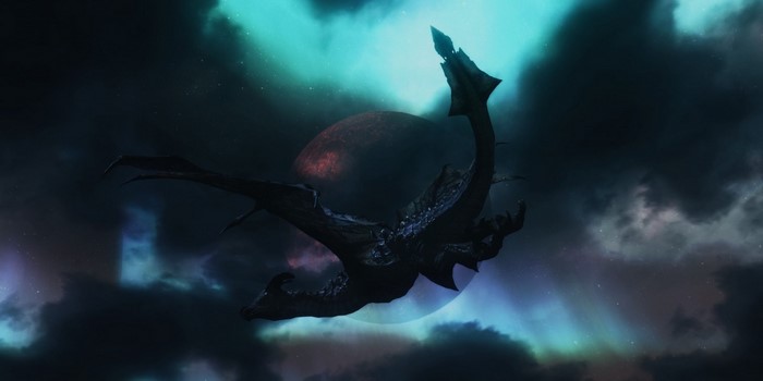 Dragon from The Elder Scrolls V: Skyrim in outer space
