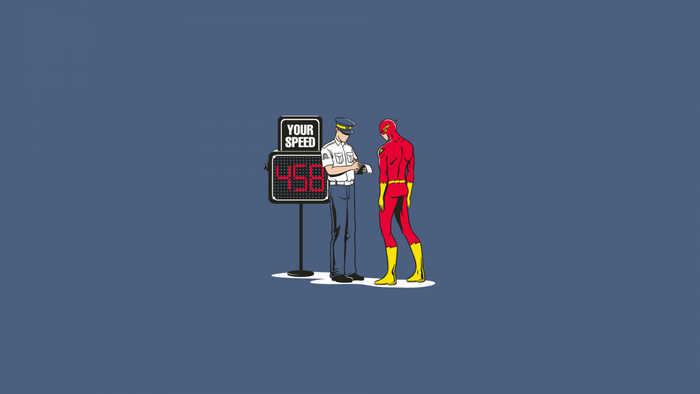 The Flash and a police officer at a speed check