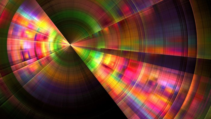 Vibrant Symmetrical Digital Abstract with Rainbow Light