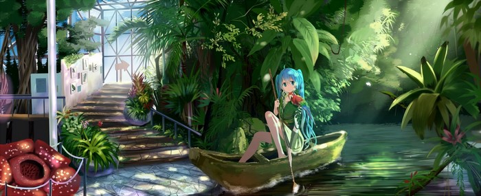 Hatsune Miku in Lush Jungle Boat