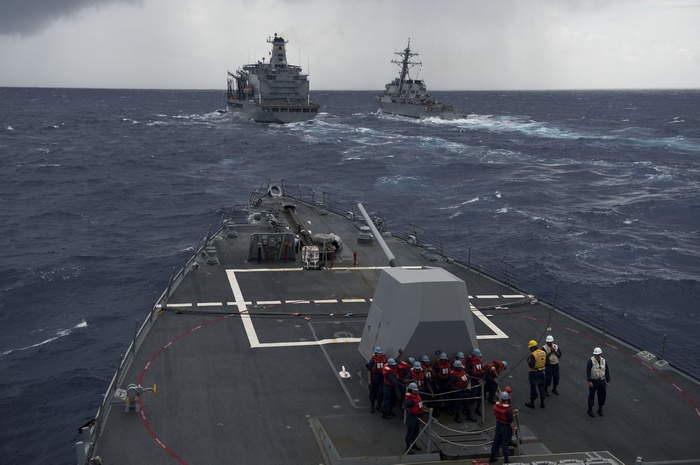 USS Curtis Wilbur DDG-54 and other US Navy ships at sea