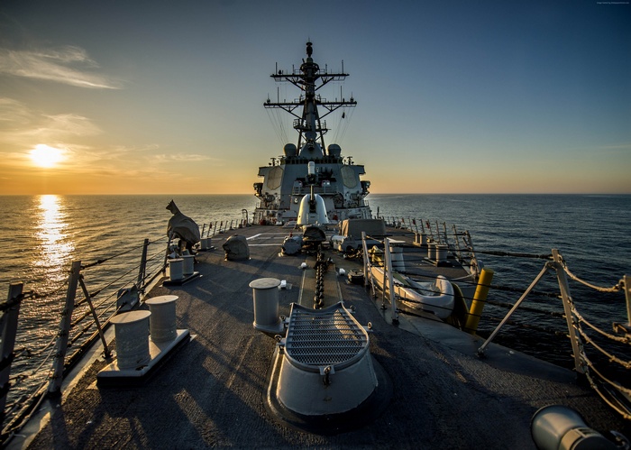 USS Donald Cook (DDG-75) destroyer at sunset
