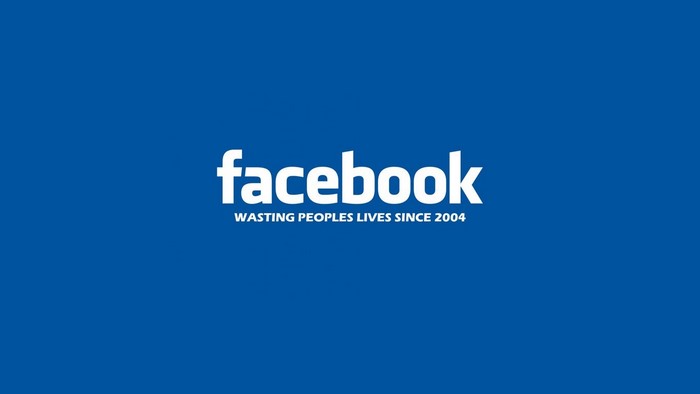 Facebook logo with tagline "Wasting Peoples Lives Since 2004"