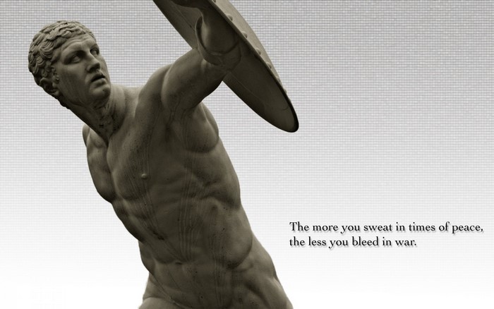 Sculpture with quote about peace and war