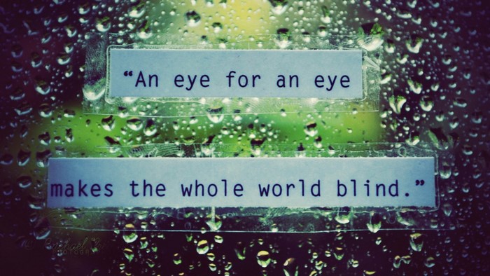 Quote: An eye for an eye makes the whole world blind