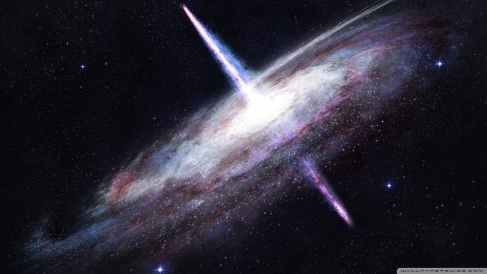 Galaxy with jets in deep space