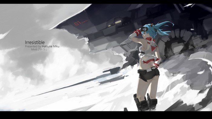 Hatsune Miku from Vocaloid in a futuristic setting
