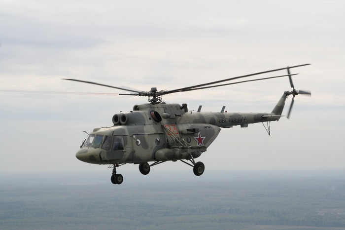 Russian Mi-8 helicopter in flight