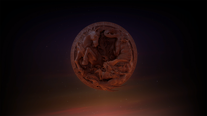 Dota 2 loading screen with a medallion