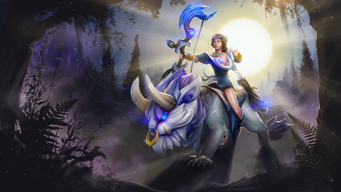 Mirana riding a white tiger in Dota 2