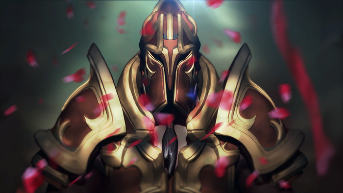 Knight in armor with red petals, Dota 2 loading screen