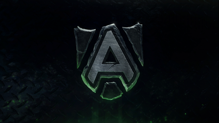 Logo with letter A and green glow