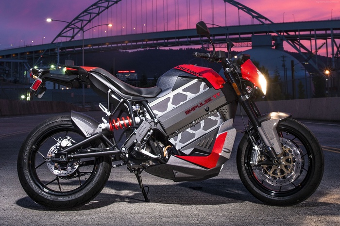 Victory Empulse TT electric motorcycle at dusk