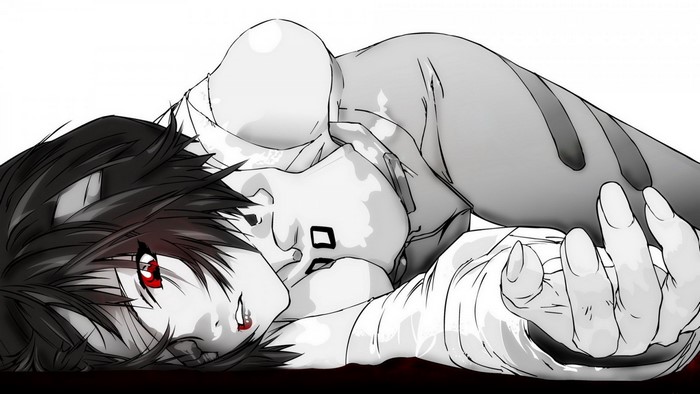 Rei Ayanami from Neon Genesis Evangelion lying down