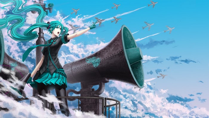 Hatsune Miku with Airplanes and Megaphones