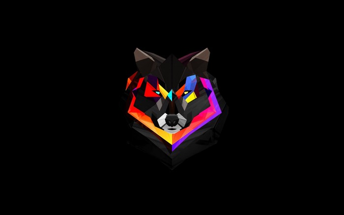 Geometric wolf head digital art
