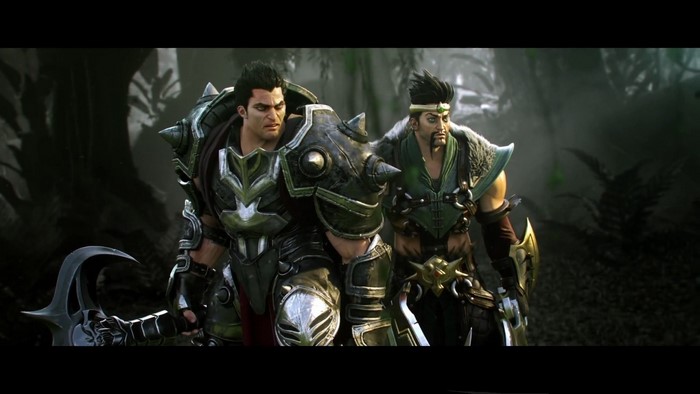 Darius and Draven from League of Legends in a forest